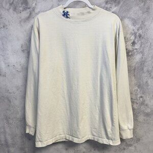 Vintage University of Kentucky T Shirt Mens L White Long Sleeve Embroidered Mock